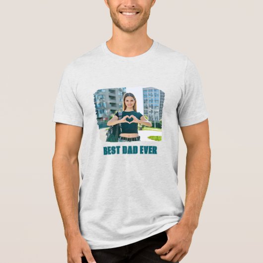 Hoofdletters Beste Papa Ooit Foto Tri-Blend Shirt (Voorkant)