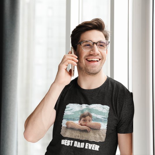 Hoofdletters Beste Papa Ooit Foto Tri-Blend Shirt