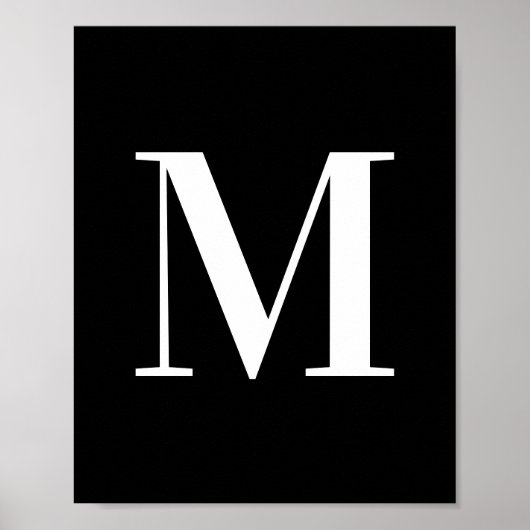 Hoofdletters M Monogram wit en zwart Poster (Voorkant)