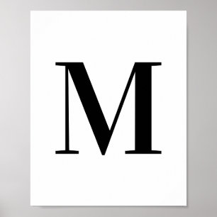 Hoofdletters M Monogram zwart-wit Poster