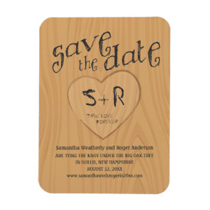 Hoofdletters op eikenboom sparen de datum magneet