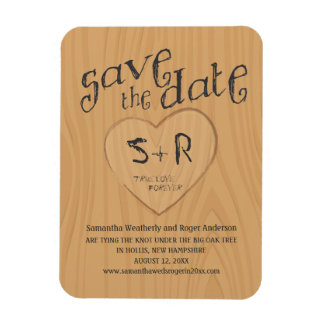 Hoofdletters op eikenboom sparen de datum magneet