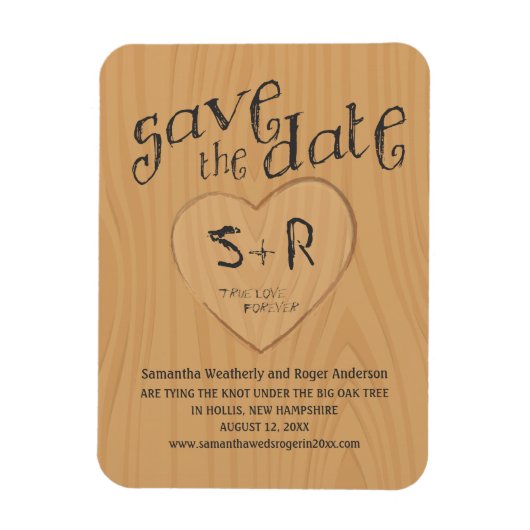 Hoofdletters op eikenboom sparen de datum magneet (Verticaal)