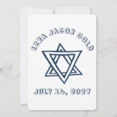 HOOFDLETTERS STER VAN DAVID Custom Bar Mitswa Kaart (Achterkant)