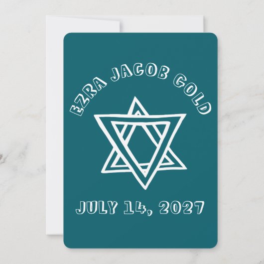 HOOFDLETTERS STER VAN DAVID Custom Bar Mitswa Kaart (Achterkant)