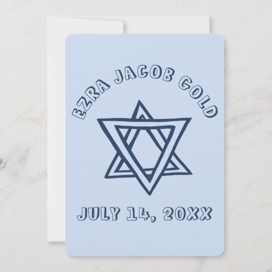 HOOFDLETTERS STER VAN DAVID Custom BAR Mitswa Kaart (Achterkant)