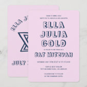 HOOFDLETTERS STER VAN DAVID Custom Bat Mitswa Kaart (Voorkant / Achterkant)