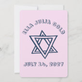 HOOFDLETTERS STER VAN DAVID Custom Bat Mitswa Kaart (Achterkant)