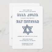 HOOFDLETTERS STER VAN DAVID Custom Bat Mitswa Kaart (Voorkant / Achterkant)