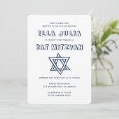HOOFDLETTERS STER VAN DAVID Custom Bat Mitswa Kaart (Staand voorkant)