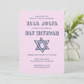 HOOFDLETTERS STER VAN DAVID Custom Bat Mitswa Kaart (Staand voorkant)