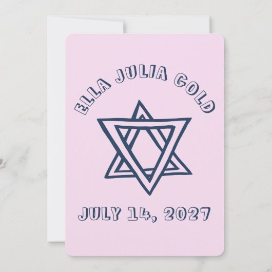 HOOFDLETTERS STER VAN DAVID Custom Bat Mitswa Kaart (Achterkant)