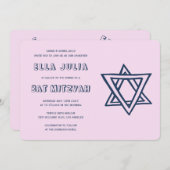 HOOFDLETTERS STER VAN DAVID Custom Bat Mitswa Kaart (Voorkant / Achterkant)