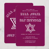 HOOFDLETTERS STER VAN DAVID Custom Bat Mitswa Kaart (Voorkant / Achterkant)