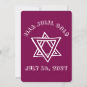 HOOFDLETTERS STER VAN DAVID Custom Bat Mitswa Kaart (Achterkant)