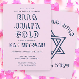 HOOFDLETTERS STER VAN DAVID Custom Bat Mitswa Kaart