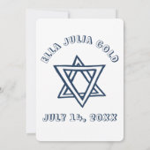 HOOFDLETTERS STER VAN DAVID Custom Bat Mitswa Kaart (Achterkant)