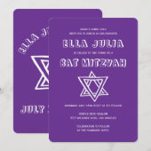 HOOFDLETTERS STER VAN DAVID Custom Bat Mitswa Kaart (Voorkant / Achterkant)