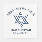 HOOFDLETTERS STER van DAVID Custom Bat Mitswa Servet (Voorkant)