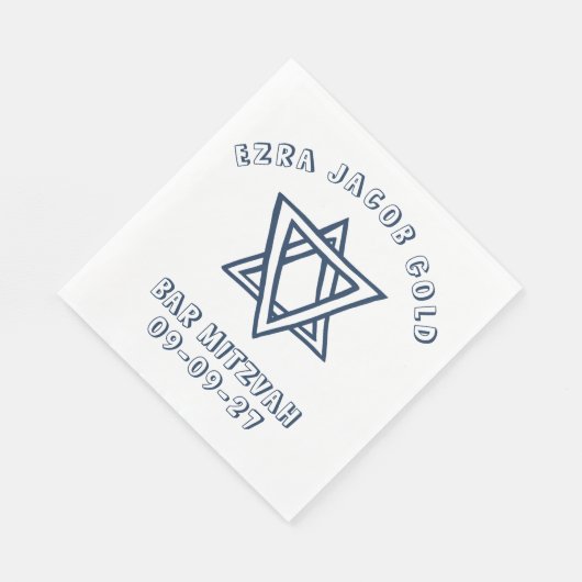 HOOFDLETTERS STER van DAVID Custom Bat Mitswa Servet (Hoek)