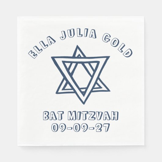 HOOFDLETTERS STER van DAVID Custom Bat Mitswa Servet (Voorkant)