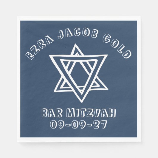 HOOFDLETTERS STER van DAVID Custom Bat Mitswa Servet (Voorkant)