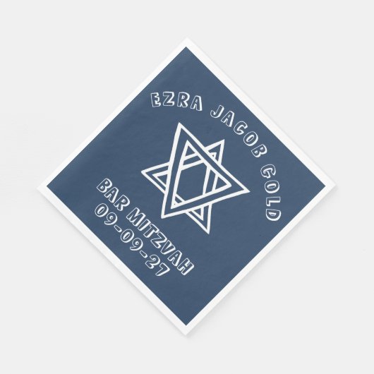 HOOFDLETTERS STER van DAVID Custom Bat Mitswa Servet (Hoek)