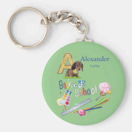 Hoofdletters van het alfabet  Terug naar school Sleutelhanger (Voorkant)