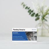 Hoofdloodgieter | Handig Man zilver diepblauw Visitekaartje (Staand voorkant)