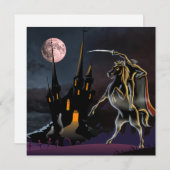Hoofdloze Horseman en haunted House Feestdagenkaart (Voorkant / Achterkant)