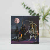Hoofdloze Horseman en haunted House Feestdagenkaart (Staand voorkant)
