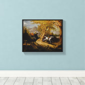 Hoofdloze paardenraan die de kraan van de ijskast  canvas afdruk (Insitu (Houten vloer))