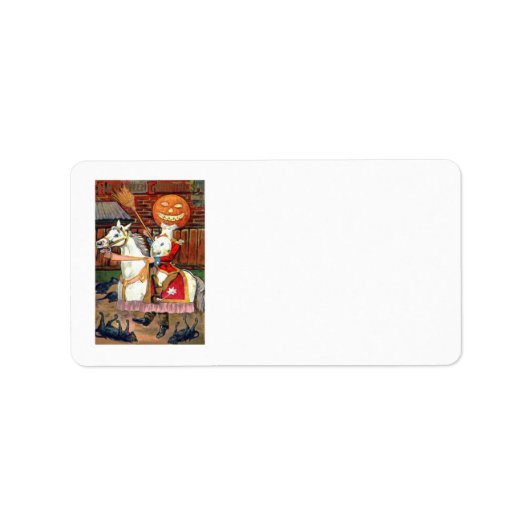 Hoofdloze Ruiter Jack O Lantaarn Zwart Kat Etiket (Voorkant)