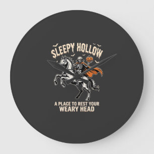 Hoofdloze Ruiter Slaapholle Halloween T-Shirt  Grote Klok