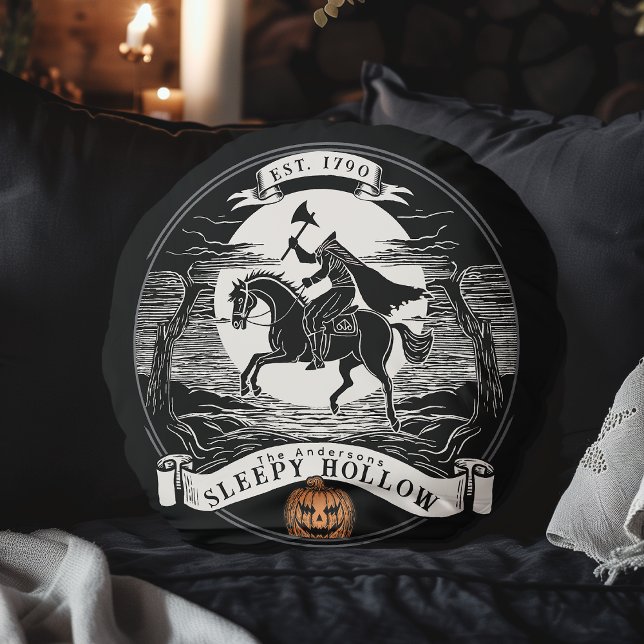 Hoofdloze Ruiter Sleepy Hollow Halloween Rond Kussen (Creator heeft geüpload)