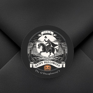 Hoofdloze Ruiter Sleepy Hollow Halloween Ronde Sticker