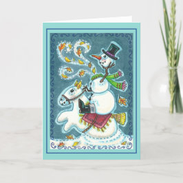 HOOFDLOZE RUITER SNEEUWMAN, XMAS HALLOWEEN HUMOR, FEESTDAGEN KAART