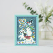 HOOFDLOZE RUITER SNEEUWMAN, XMAS HALLOWEEN HUMOR, FEESTDAGENKAART (Staand voorkant)