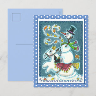 HOOFDLOZE RUITER SNEEUWMAN, XMAS HALLOWEEN HUMOR, FEESTDAGENKAART