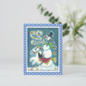 HOOFDLOZE RUITER SNEEUWMAN, XMAS HALLOWEEN HUMOR, FEESTDAGENKAART (Staand voorkant)