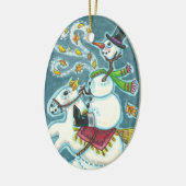 HOOFDLOZE RUITER SNEEUWMAN, XMAS HALLOWEEN HUMOR, KERAMISCH ORNAMENT (Links)