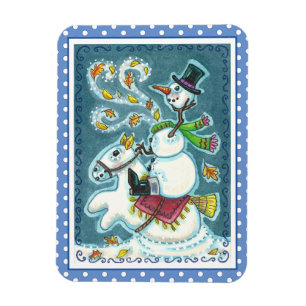 HOOFDLOZE RUITER SNEEUWMAN, XMAS HALLOWEEN HUMOR, MAGNEET