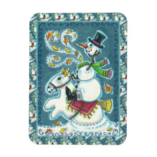 HOOFDLOZE RUITER SNEEUWMAN, XMAS HALLOWEEN HUMOR, MAGNEET
