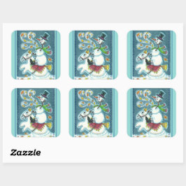 HOOFDLOZE RUITER SNEEUWMAN, XMAS HALLOWEEN HUMOR, VIERKANTE STICKER