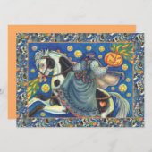 HOOFDLOZE RUITERES, ZIJZADIG OP HALLOWEEN PAARD FEESTDAGENKAART (Voorkant / Achterkant)