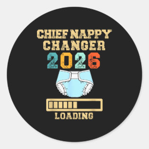 Hoofdluierververser 2026 Nieuwe baby laden Funny P Ronde Sticker