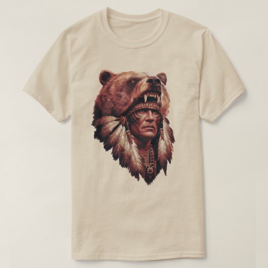 Hoofdman met een berenhuid t-shirt (Design voorkant)