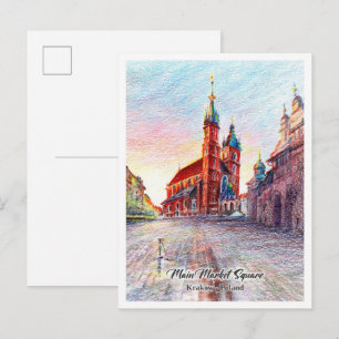 Hoofdmarktplein Krakau Polen Briefkaart