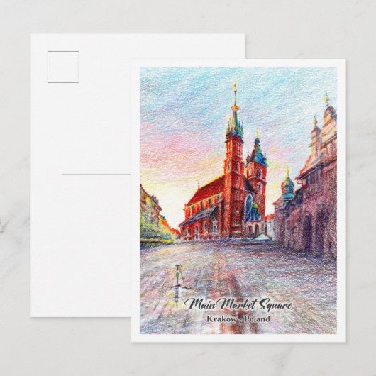 Hoofdmarktplein Krakau Polen Briefkaart (Voorkant / Achterkant)