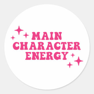 Hoofdpersonage Energy Pink Ronde Sticker